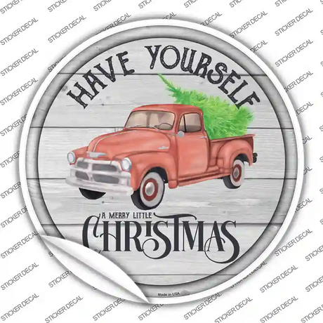 Merry Little Christmas Novelty Circle Sticker Decal