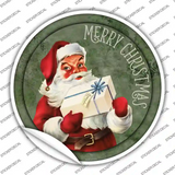 Merry Christmas with Present Novelty Circle Sticker Decal