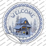 Welcome Snowy House Novelty Circle Sticker Decal