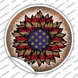 USA Flag Sunflower Novelty Circle Sticker Decal