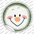 Dark Green Snowman Face Novelty Circle Sticker Decal