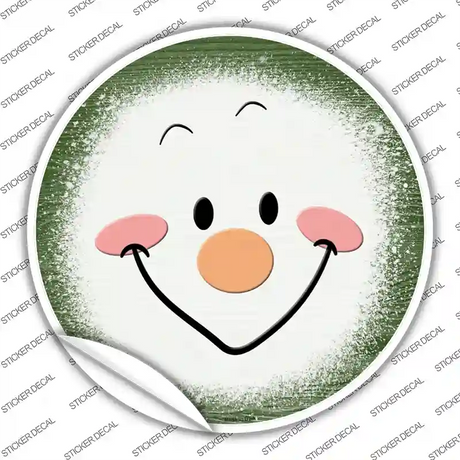Dark Green Snowman Face Novelty Circle Sticker Decal