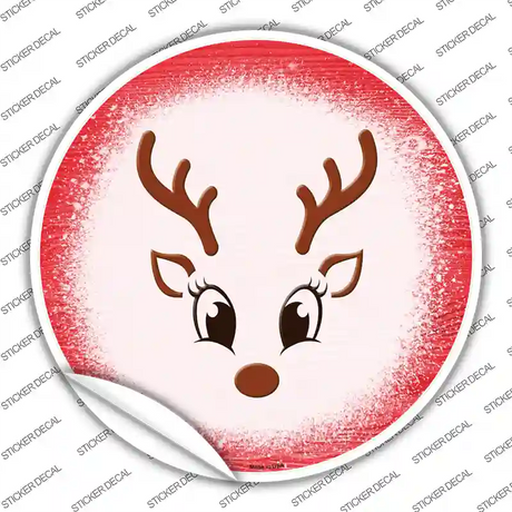 Red Reindeer Face Novelty Circle Sticker Decal