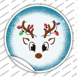 Blue Reindeer Face Novelty Circle Sticker Decal