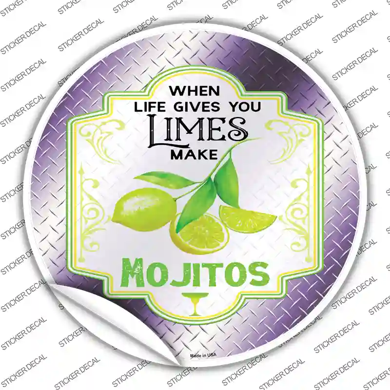 Make Mojitos Purple Novelty Circle Sticker Decal