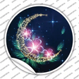 Moon and Flowers Novelty Circle Sticker Decal