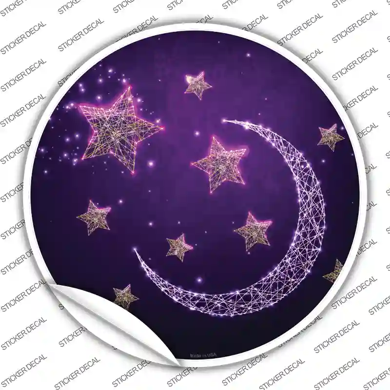 Moon and Stars Novelty Circle Sticker Decal