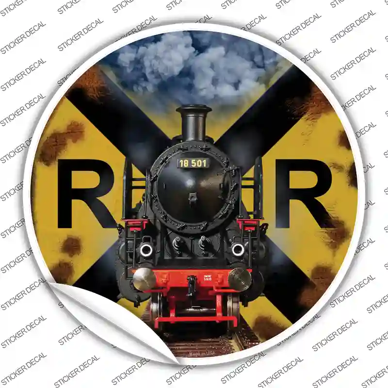 Railroad Crossing Train Novelty Circle Sticker Decal