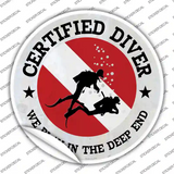 Certified Diver Deep End Novelty Circle Sticker Decal