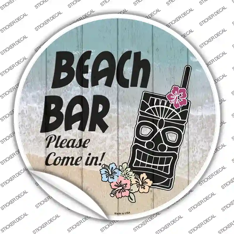 Beach Bar Tiki Novelty Circle Sticker Decal