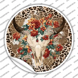 Cow Skull In Flowers Novelty Circle Sticker Decal