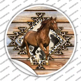 Horse On Aztec Print Novelty Circle Sticker Decal