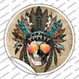 Headress Skull With Aviators Novelty Circle Sticker Decal