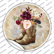 Flowers In Boots Novelty Circle Sticker Decal