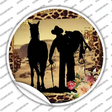 Cowboy With Horse Silhouette Novelty Circle Sticker Decal