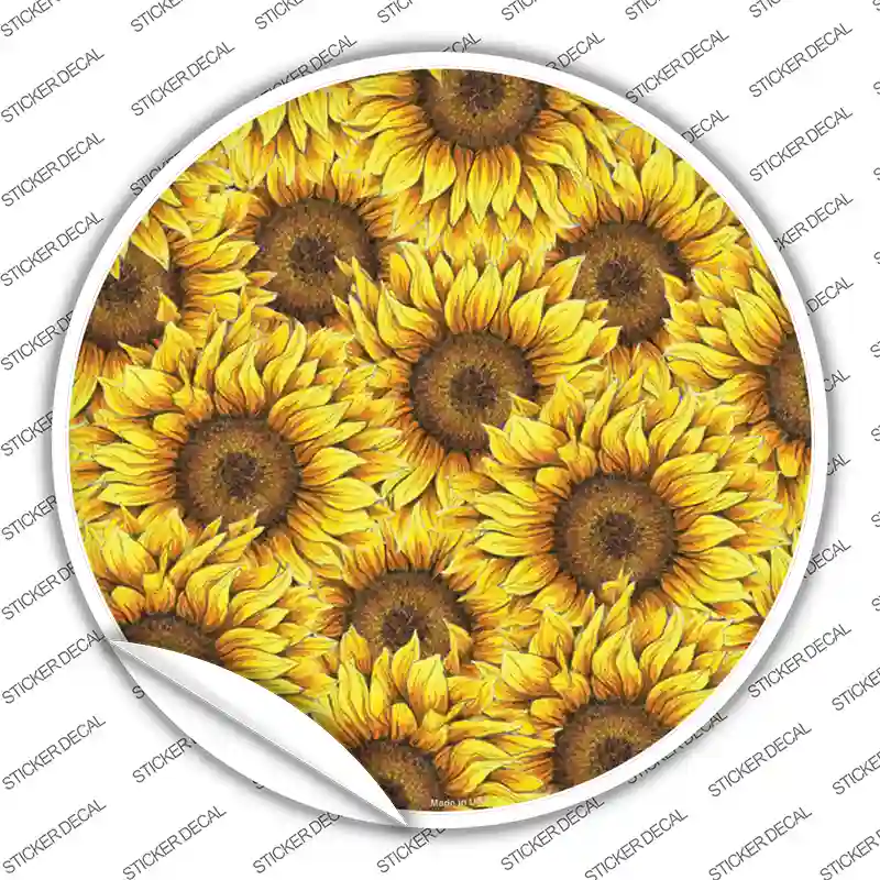 Sunflowers Filled Novelty Circle Sticker Decal