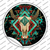 Cow Skull Dark Aztec Novelty Circle Sticker Decal