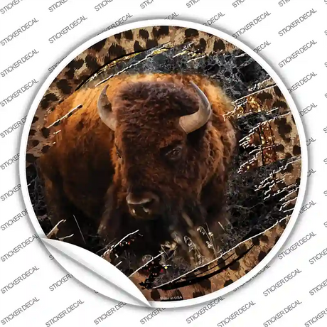 Bison Dark Animal Print Novelty Circle Sticker Decal