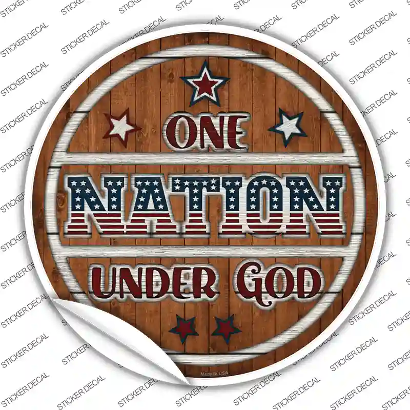 One Nation Wood Novelty Circle Sticker Decal