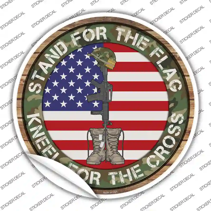 Camo Stand For Flag Novelty Circle Sticker Decal