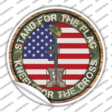 Camo Stand For Flag Novelty Circle Sticker Decal
