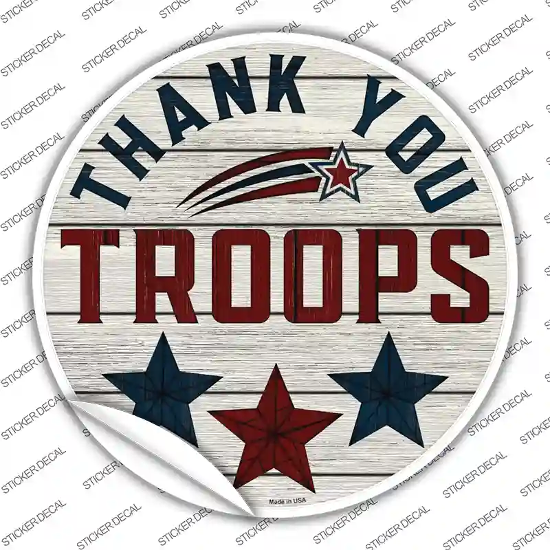 Thank You Troops Stars Novelty Circle Sticker Decal