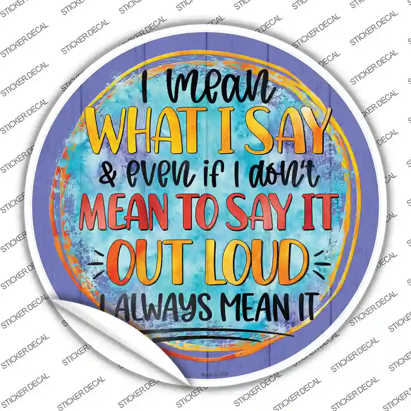 I Mean What I Say Novelty Circle Sticker Decal