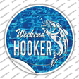 Weekend Hooker Bass Water Background Novelty Circle Sticker Decal