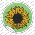 Sunflower Green Background Novelty Circle Sticker Decal