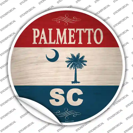 Palmetto SC Flag Novelty Circle Sticker Decal