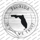 Florida In God We Trust Novelty Circle Sticker Decal
