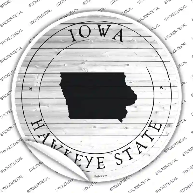 Iowa Hawkeye State Novelty Circle Sticker Decal