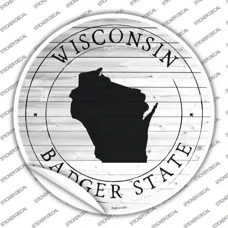 Wisconsin Badger State Novelty Circle Sticker Decal