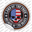 Land Of The Free American Skull Novelty Circle Sticker Decal