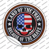 Land Of The Free American Skull Novelty Circle Sticker Decal