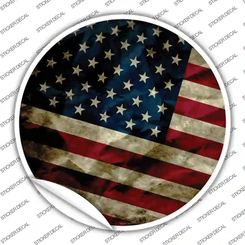 Dark American Flag Novelty Circle Sticker Decal