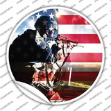 Soldier American Flag Novelty Circle Sticker Decal