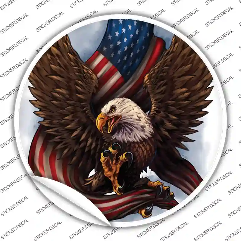Eagle Claws American Flag Novelty Circle Sticker Decal