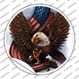 Eagle Claws American Flag Novelty Circle Sticker Decal