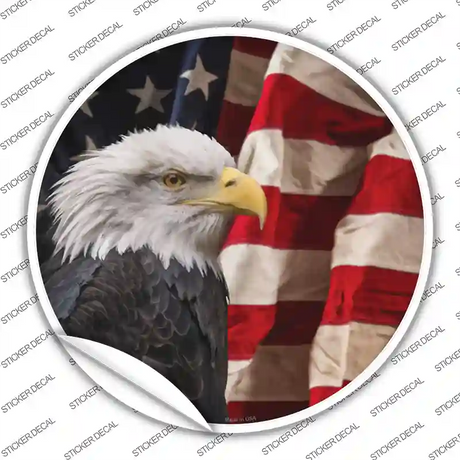 Bald Eagle American Flag Novelty Circle Sticker Decal