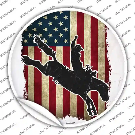 Bronco Rider Novelty Circle Sticker Decal