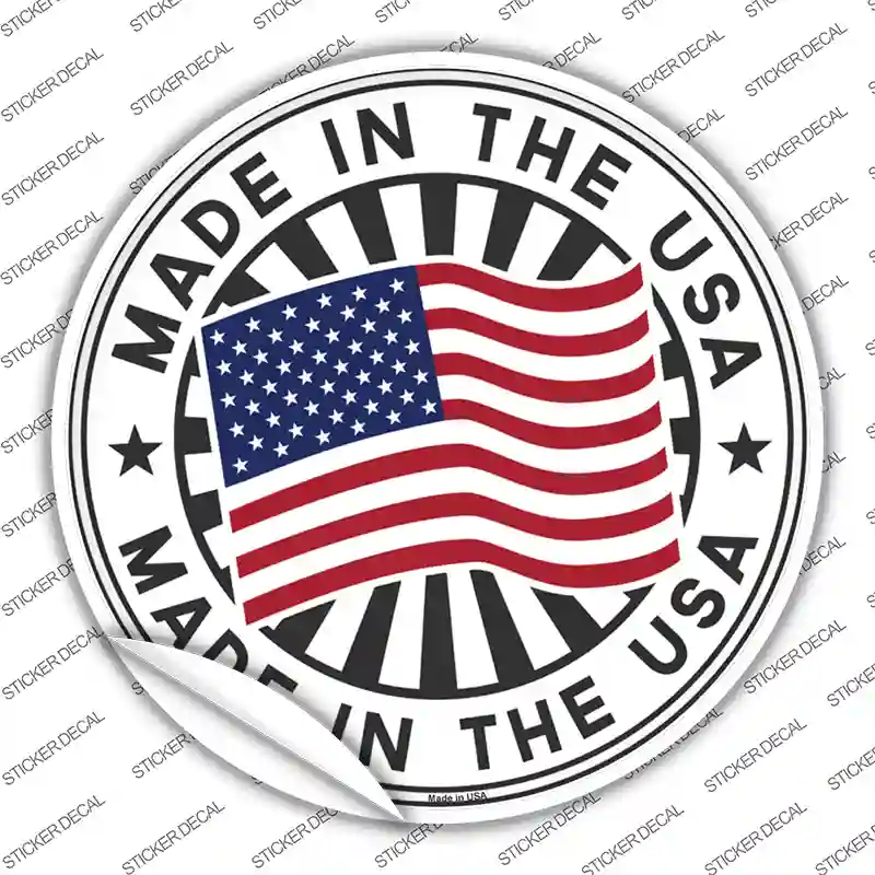 Made In The USA Novelty Circle Sticker Decal