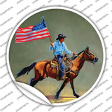 Horse Rider With Flag Novelty Circle Sticker Decal