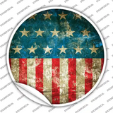 American Flag Distressed Novelty Circle Sticker Decal