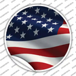 Waving American Flag Novelty Circle Sticker Decal