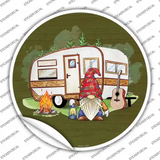 Camping Gnome Novelty Circle Sticker Decal