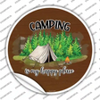Camping Is My Happy Place Tent Novelty Circle Sticker Decal