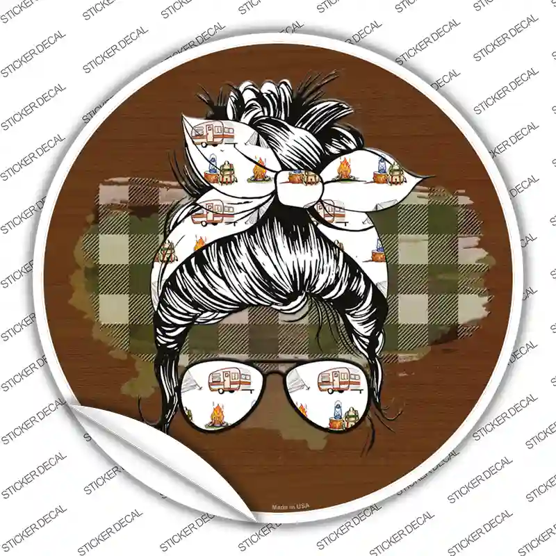 Aviator Bun Camper Print Novelty Circle Sticker Decal