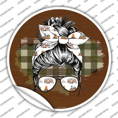 Aviator Bun Camper Print Novelty Circle Sticker Decal