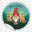 Better By The Campfire Gnome Novelty Circle Sticker Decal